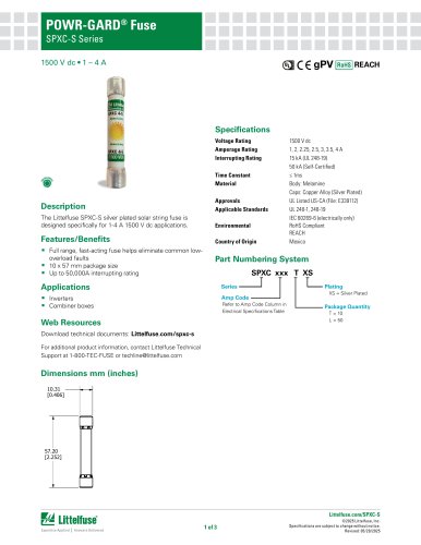 Littelfuse Fuse Solar SPXV Datasheet