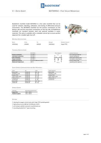 BDTM954 ? FIVE VALVE MANIFOLD