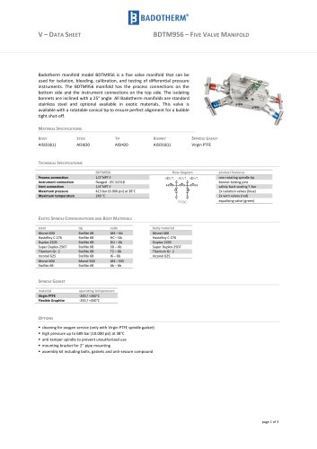 BDTM956 ? FIVE VALVE MANIFOLD