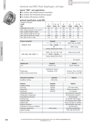 BRC - Raised face covered, cell type chemical seal