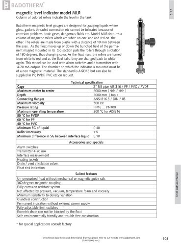 MLR - Magnetic level indicator with colored rollers