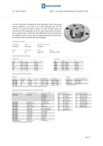 USF internal diaphragm flanged type