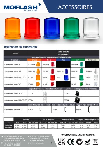Fiche technique -  Accessoires