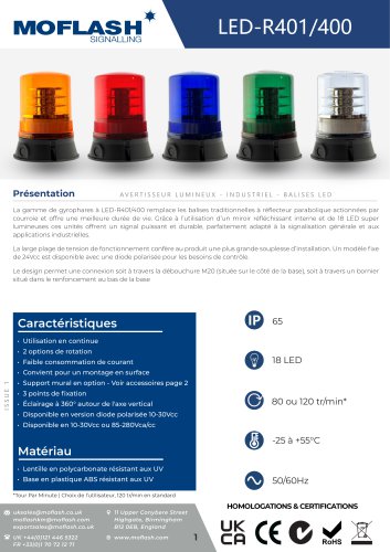 Fiche technique - Feu LED-R401/400
