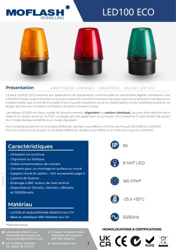 Fiche technique - Feu LED100