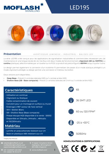 Fiche technique - Feu LED195