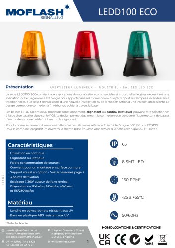 Fiche technique - Feu LEDD100