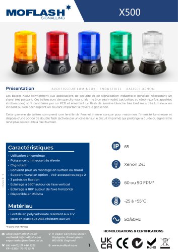 Fiche technique - Feu X500