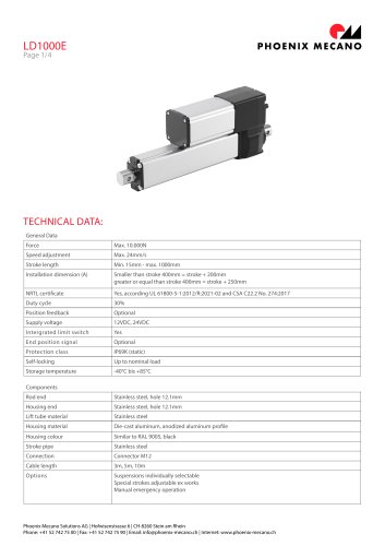 Tiche technique LD1000E