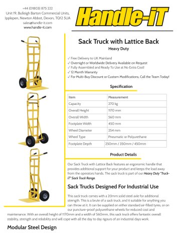 Sack Truck with Lattice Back