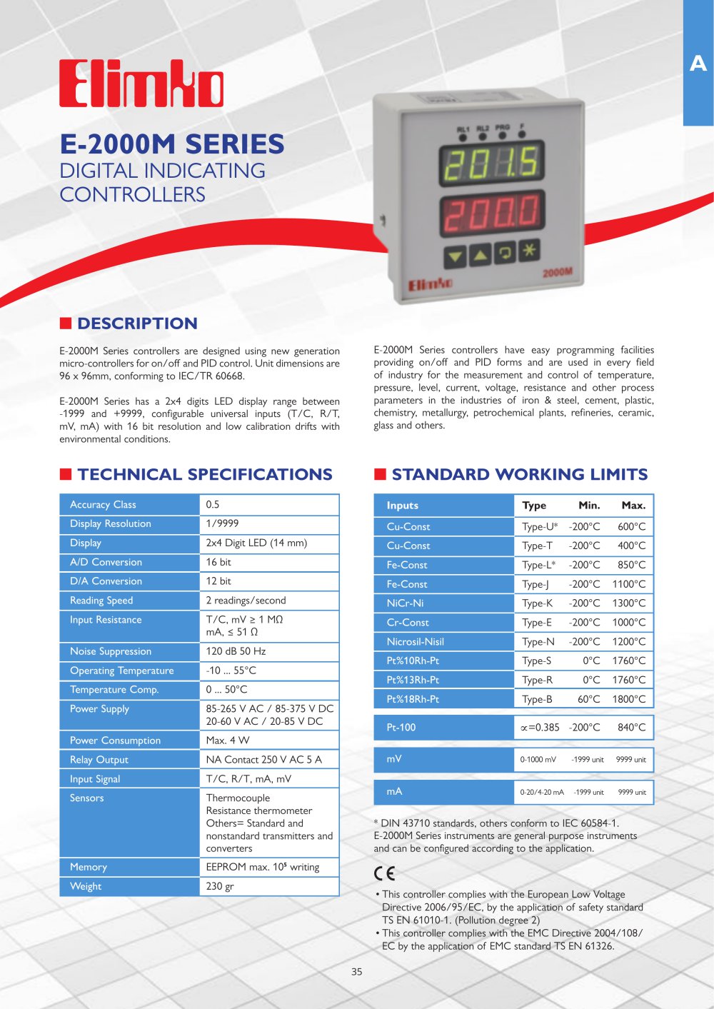 E-2000M SERIES - Elimko Elektronik Imalat ve Kontrol