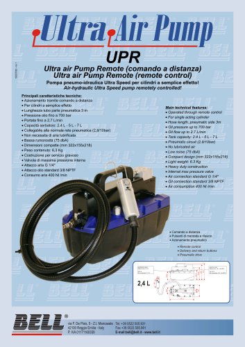 UP SERIES - Air-Hydraulic pump with remote pendant