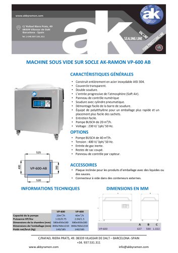 MACHINE SOUS VIDE SUR SOCLE AK-RAMON VP-600 AB