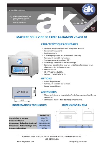 MACHINE SOUS VIDE DE TABLE AK-RAMON VP-430.10