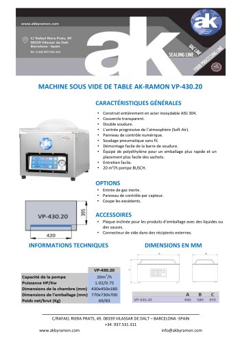 MACHINE SOUS VIDE DE TABLE AK-RAMON VP-430.20