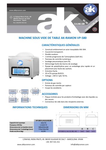 MACHINE SOUS VIDE DE TABLE AK-RAMON VP-580