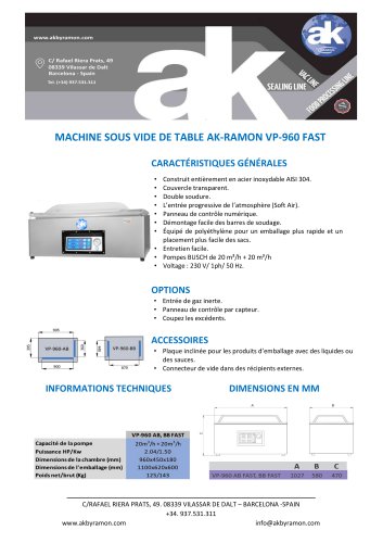 MACHINE SOUS VIDE DE TABLE AK-RAMON VP-960 FAST