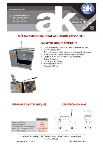MÉLANGEUR HORIZONTAL AK-RAMON AMM-150 H