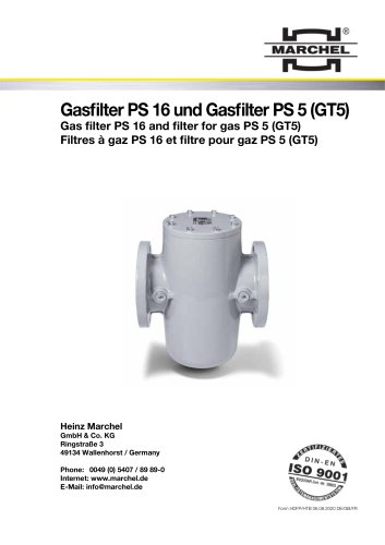 Gas filter PS 16 and filter for gas PS 5 (GT5)