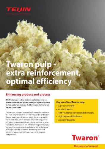 Twaron pulp - extra reinforcement, optimal efficiency