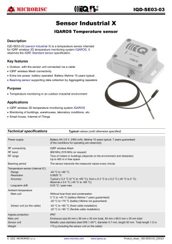 Sensor Industrial X IQAROS Temperature sensor