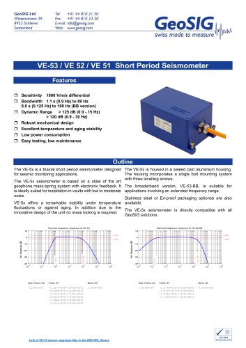 VE-53 / VE 52 / VE 51 Short Period Seismometer