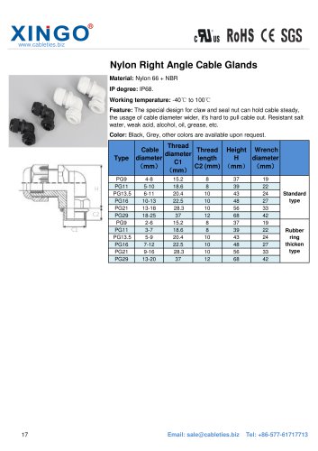 Xingo-Nylon Right Angle Cable Glands