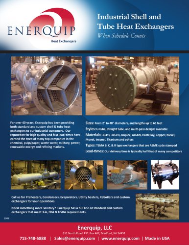 Industrial Shell and Tube Heat Exchangers