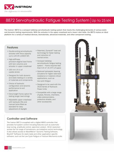 8872 Servohydraulic Fatigue Testing System