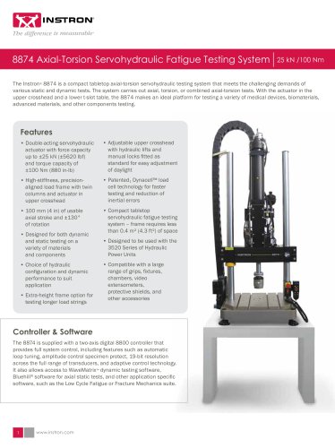 8874 Axial-Torsion Servohydraulic Fatigue Testing System