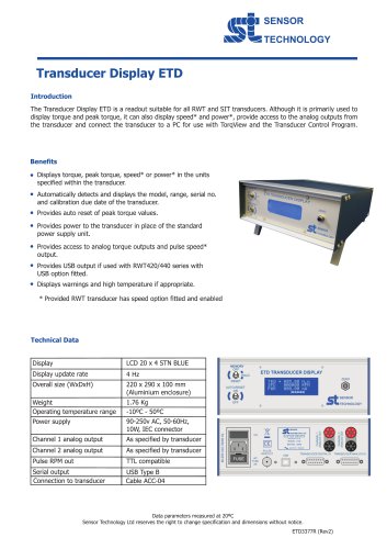 ETD Torque Transducer Display Interface