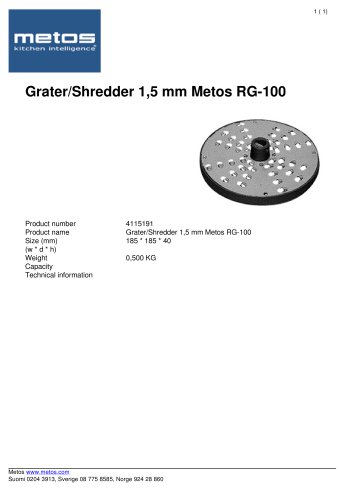 Grater/Shredder 1,5 mm Metos RG-100