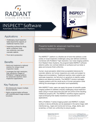 INSPECT™ Software Toolkit for Advanced Machine Vision Inspection