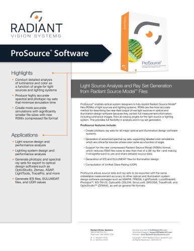 ProSource® Light Source Analysis and Ray Set Generation Software