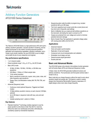 Arbitrary Function Generators AFG31000 Series Datasheet