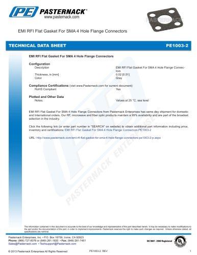 EMI RFI Flat Gasket For SMA 4 Hole Flange Connectors