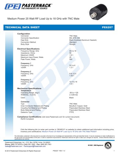 Medium Power 25 Watt RF Load Up to 18 GHz with TNC Male