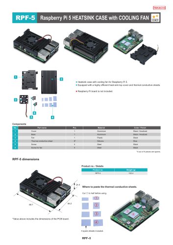 Raspberry Pi 5 HEATSINK CASE with COOLING FAN - RPF-5