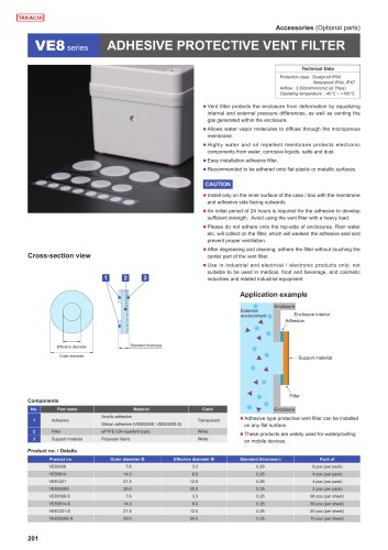 VE8 series - ADHESIVE PROTECTIVE VENT FILTER