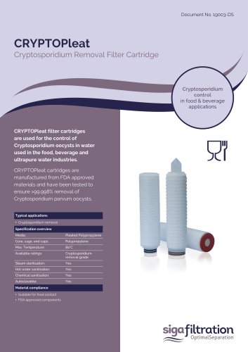 19003- DS CRYPTOPleat Filter Cartridge