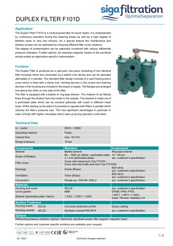 F101 Compact Duplex Basket Filter (Cast Iron)