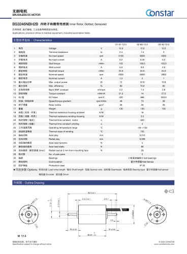 Constar 12V Double Shaft Brushless Motor BS3246NBH2B