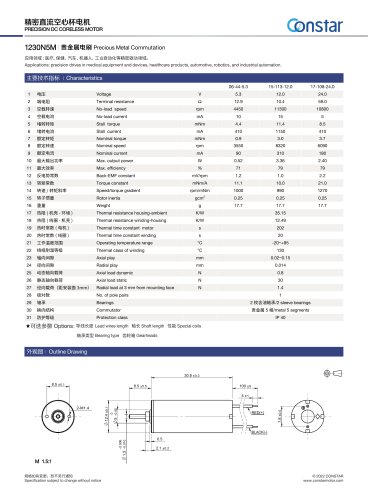 Constar 12V Micro DC Coreless Motor 1230N5M