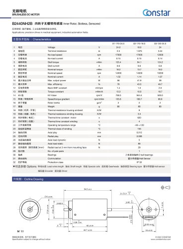 Constar 24V Brushless DC Motor B2440NH2B