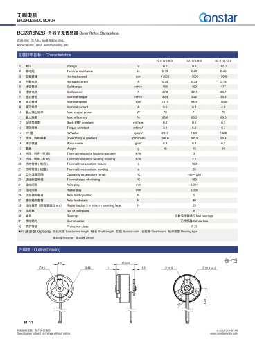 Constar 9V Outer Rotor Brushless DC Motor BO2316N2B