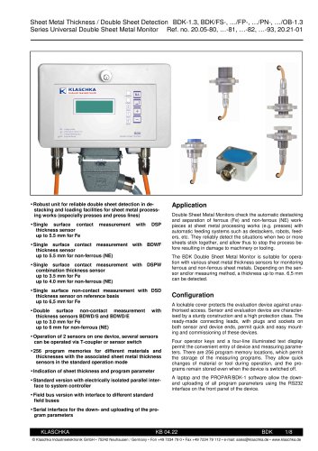 Klaschka_Double Sheet Metal Contol BDK (8 pages)