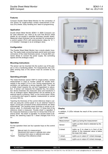 Klaschka_Double Sheet Metal Control BDK Compact (2 pages)