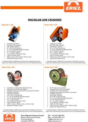 MACSALAB Jaw Crushers