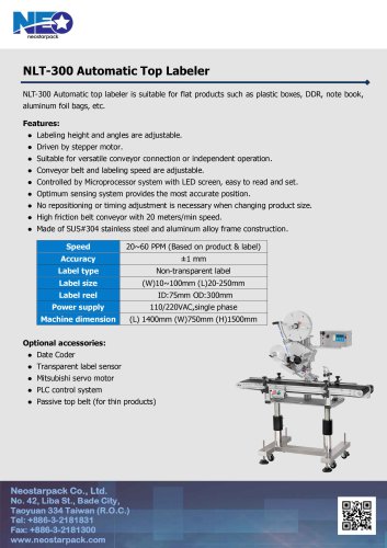 NLT-300 Automatic Top Labeler