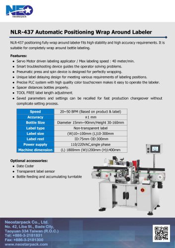 Positioning wrap-around labeler NLR-437